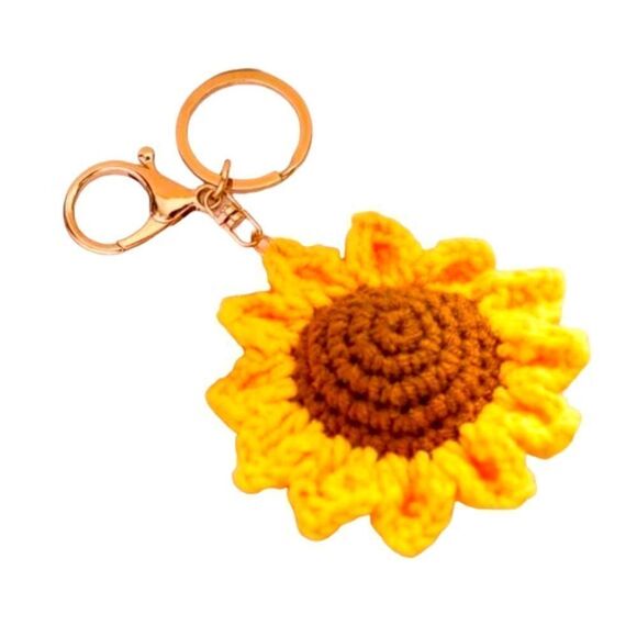 Knit Sunflower 🌻 Charm Keychain - Picture 1 of 4